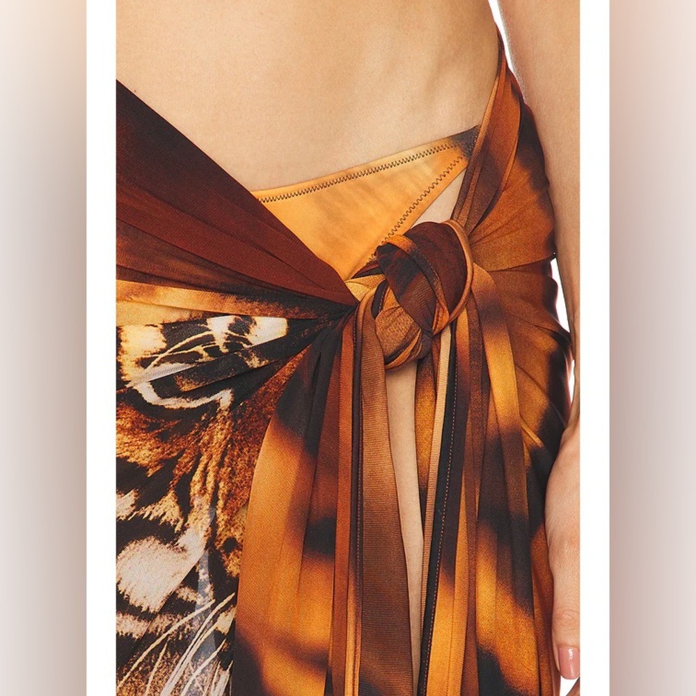 Skims x Roberto Cavalli Pareo Sarong Skirt Tiger Face Swim Cover up Tie Dress - Picture 4 of 6